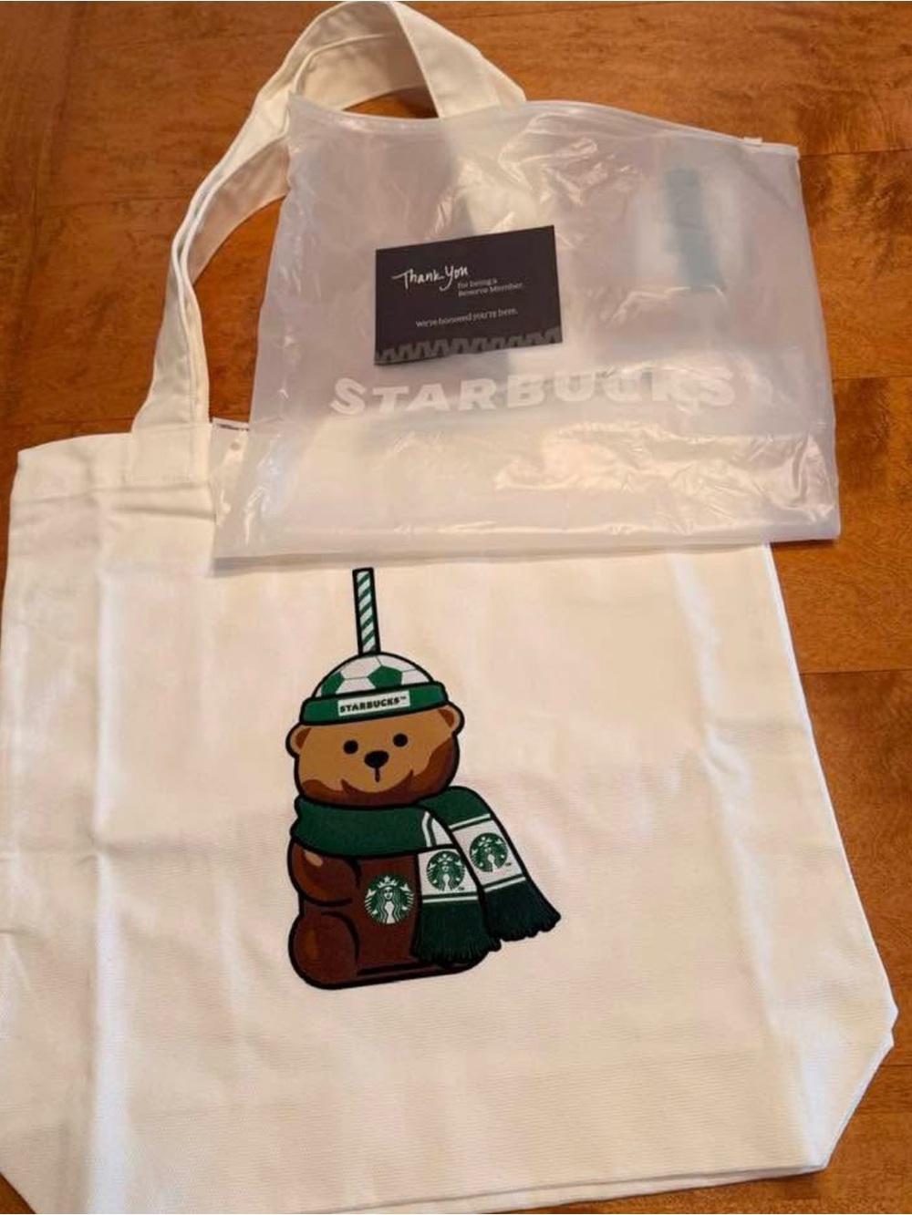 Starbucks 2026 FIFA Bearista Graphic White Tote Bag - NWT